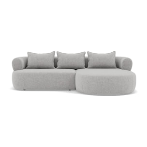 Angela - canapé d'angle droit 4 places en velours texturé - Gris clair