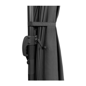 Parasol Sombra 360° rectangle gris 4x3m avec housse et dalles