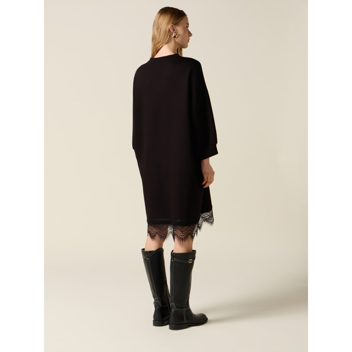 Oltre - Vestido en tejido scuba y encaje - Negro