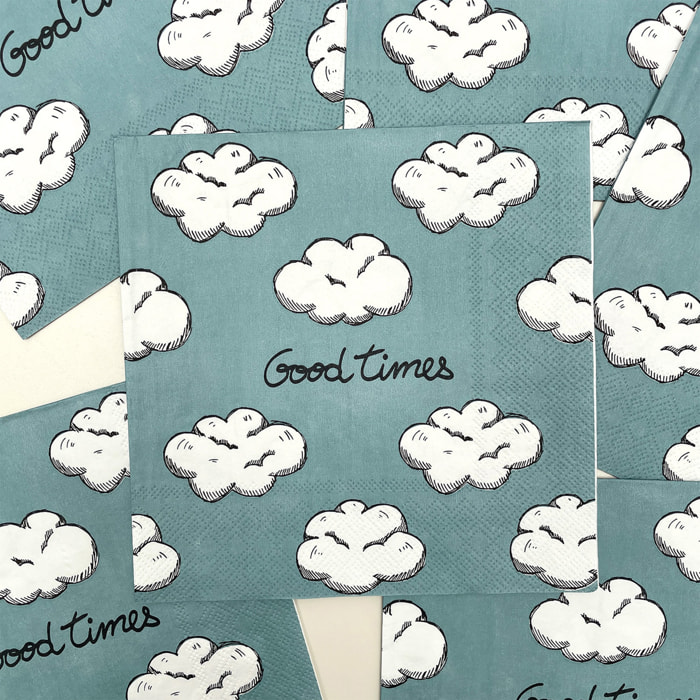 Lot de 20 serviettes en papier motif nuages - Bleu