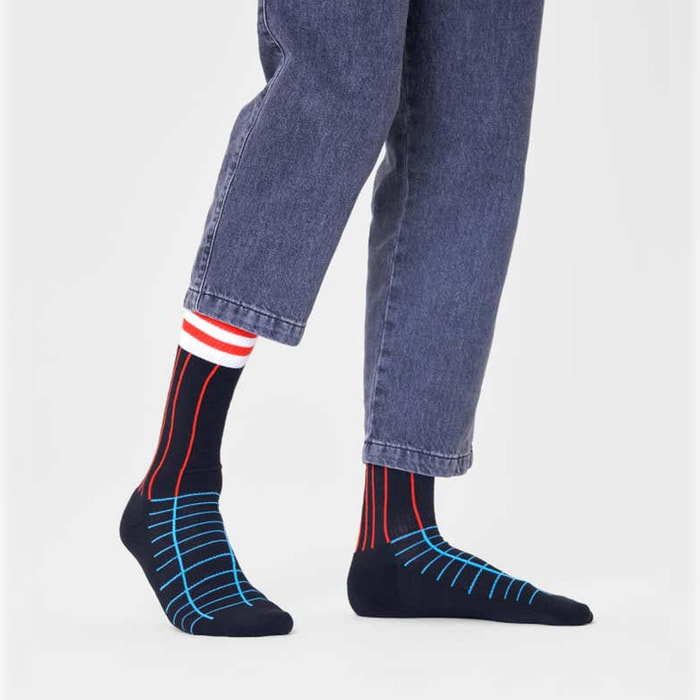 Calcetines grid stripe crew Happysocks