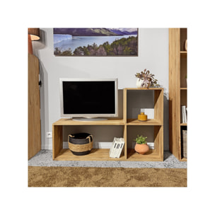 Etagère en L 3 cases cubes de rangement 137 cm bois de teck massif - ROMA