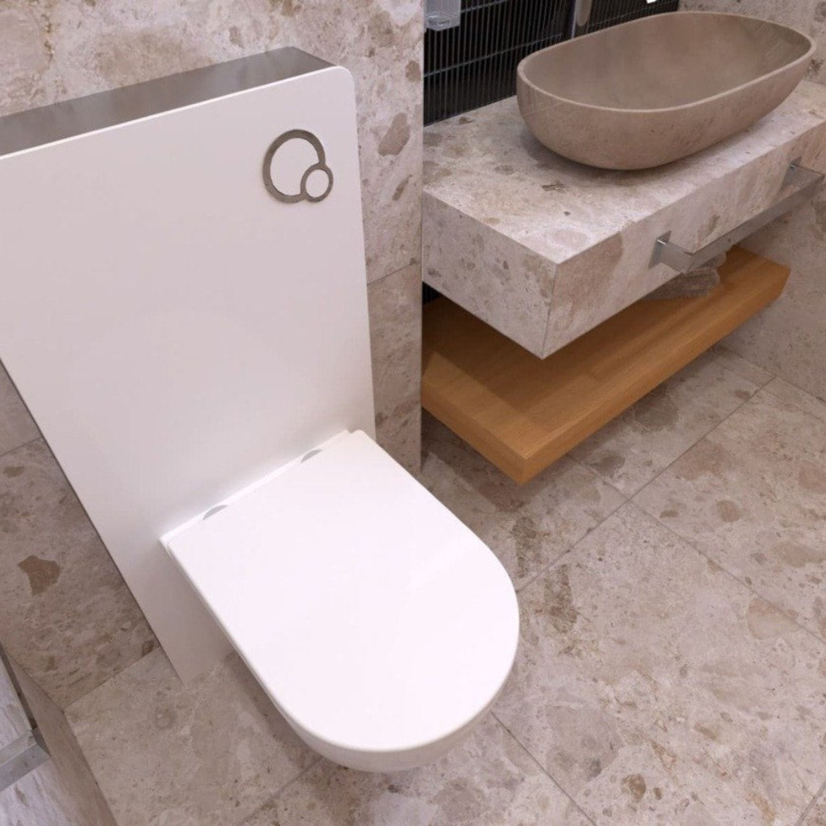 Glass bâti-support pour WC suspendu, hauteur 100,3 cm, double chasse 3/6 L, blanc (SATAMGW-FR)