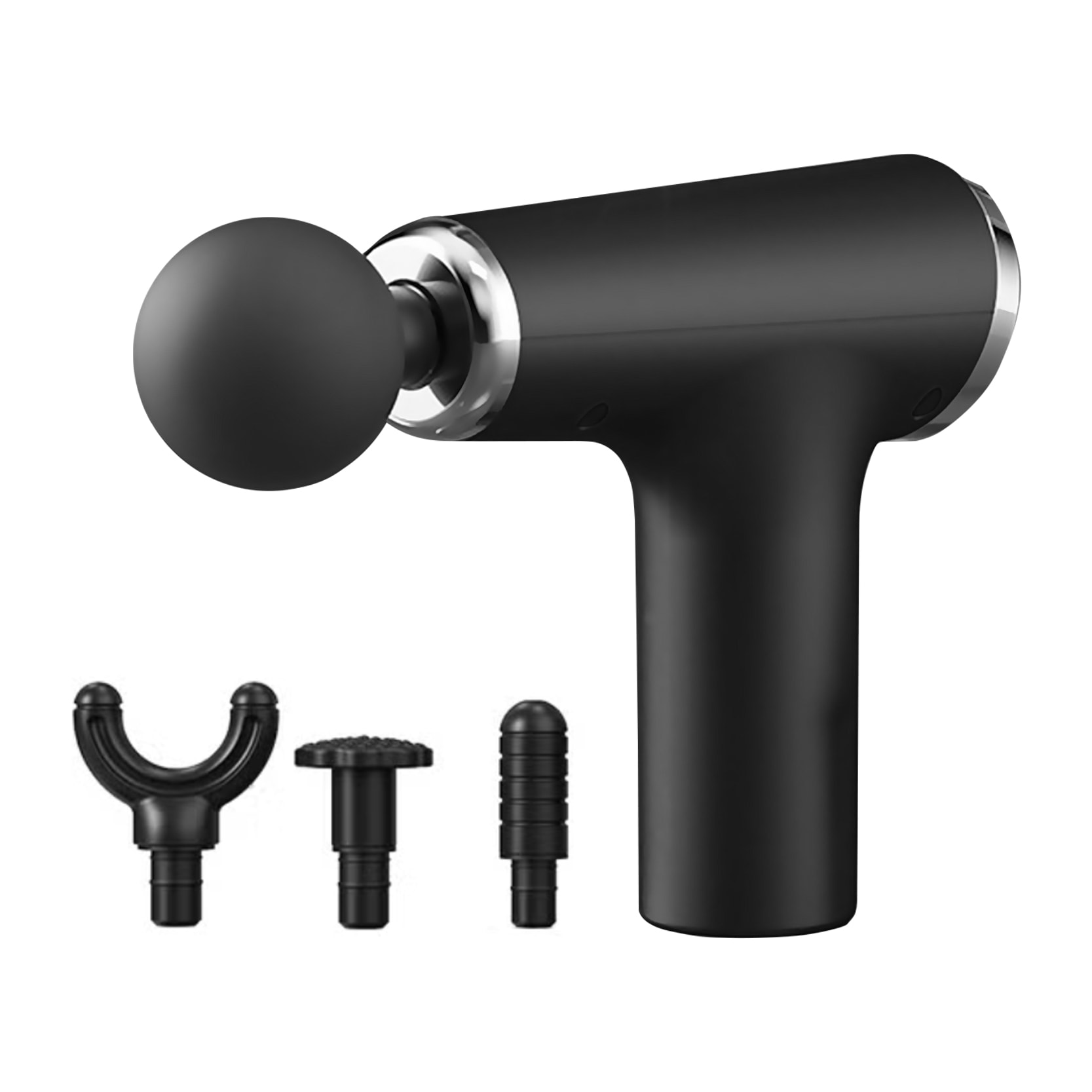 Mini pistola fascia per massaggio muscolare con 6 intensità e 4 teste di massaggio.