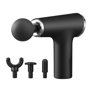 Mini pistola fascia per massaggio muscolare con 6 intensità e 4 teste di massaggio.