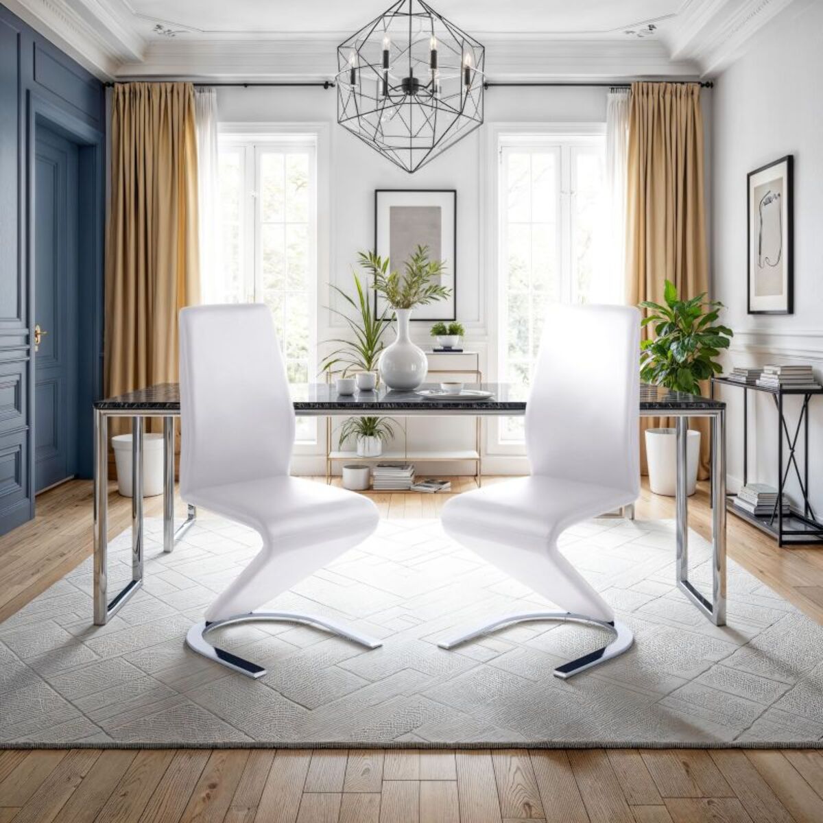 Pack 2 sillas de comedor Rin símil piel Blanco