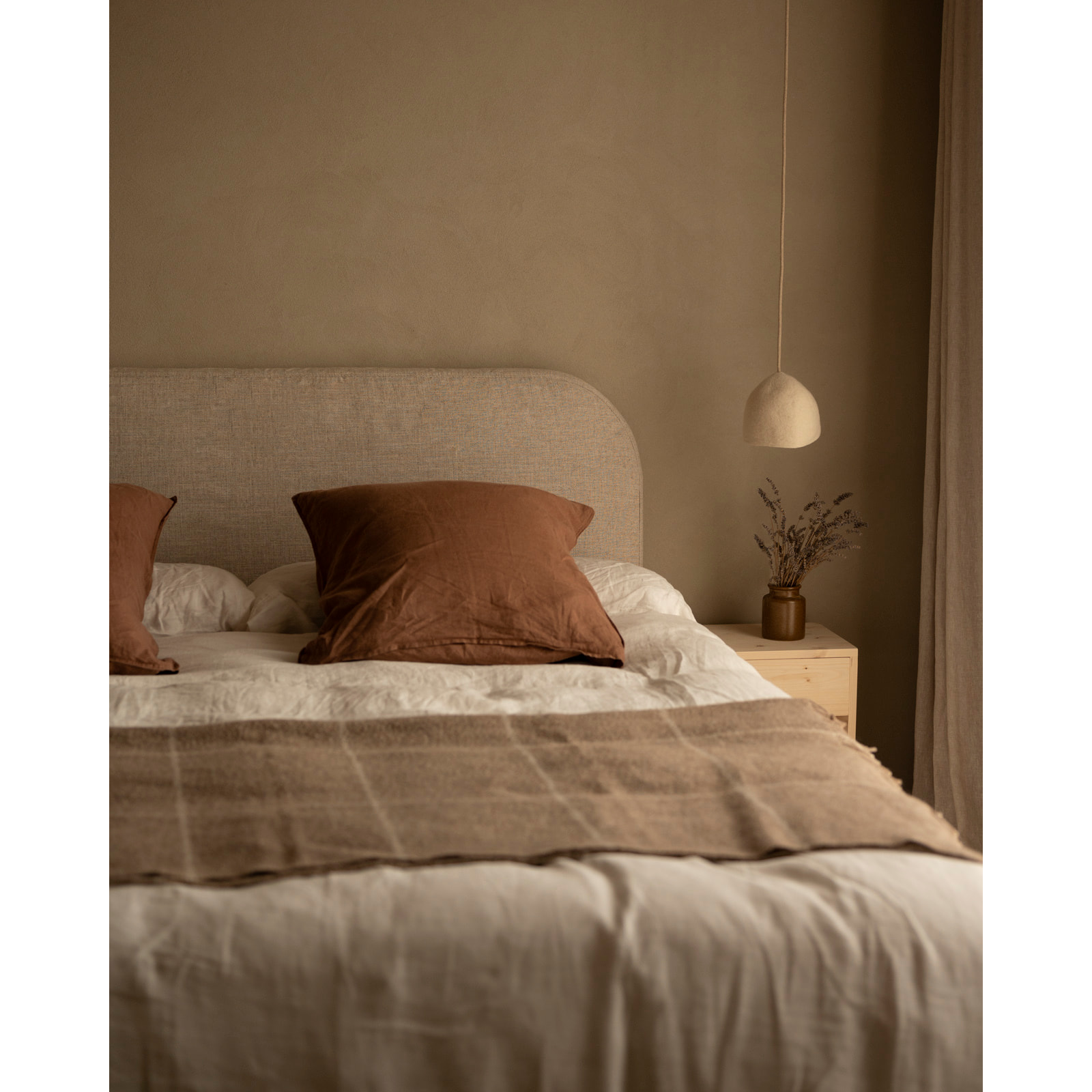 Housse de tête de lit en lin beige en différentes tailles