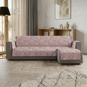 COPRIDIVANO GLAMOUR con Penisola DESTRA, Antiscivolo, Cotone+Microfibra+Fibre Varie, Made in Italy - BORDEAUX