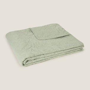 Colcha acolchada con motivos vegetales Rito color verde Poliéster
