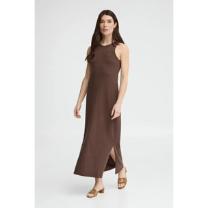 Vestido color chocolate de punto rustico con logo Polo Club