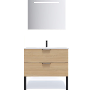 Ensemble vasque intégrée 2 tiroirs + miroir - VENICE