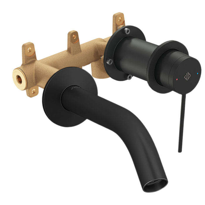 Mitigeur lavabo encastré Grands Boulevards Noir mat  + poignée + corps encastré