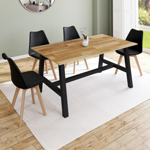 Table à manger extensible Mathilde bois et noir 160-240cm