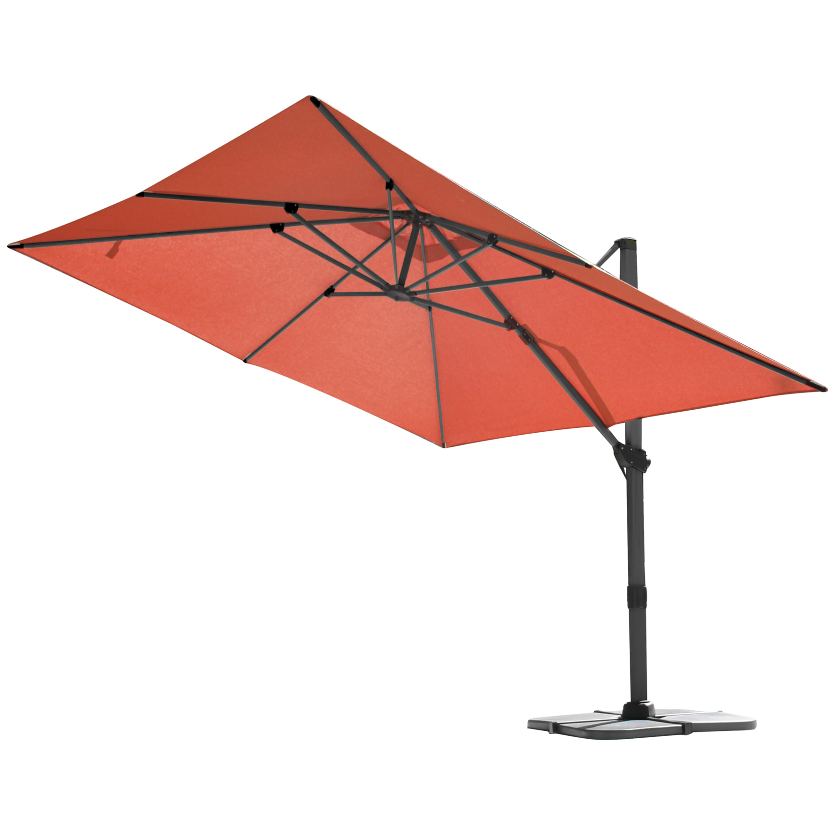 Grand parasol rectangulaire avec rotation 360° - Terracotta