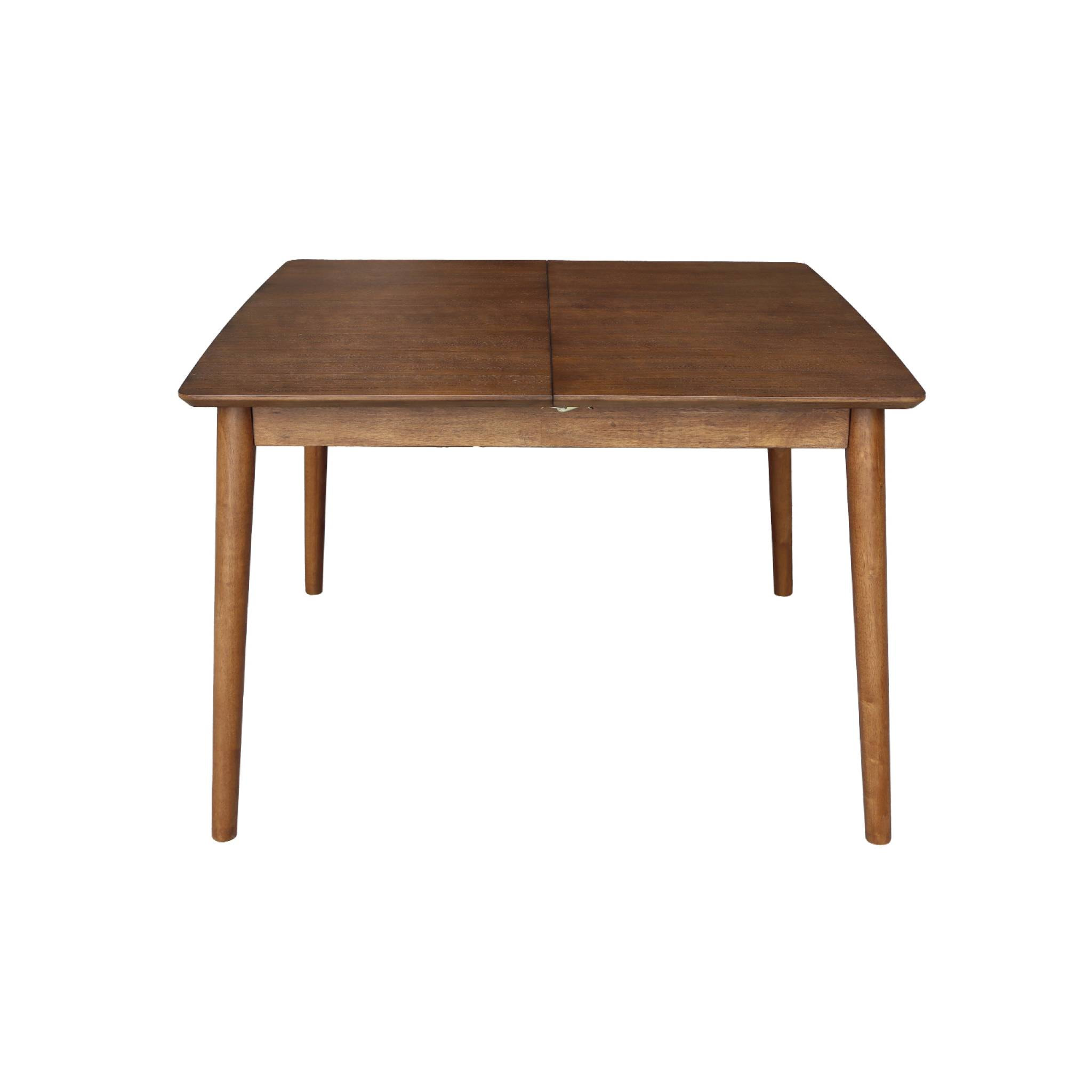 Table à manger rectangulaire extensible bois d'hévéa et placage chêne noyer 4-6 places - 110/140 x 100 x 75 cm - Lina