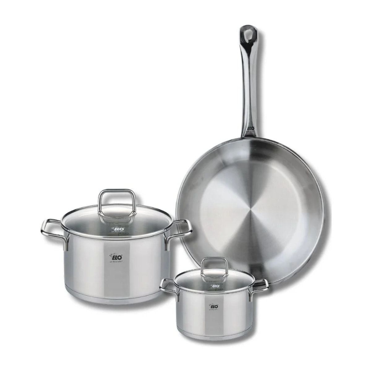 Ensemble de 1 Poêle de cuisson 28 cm et 2 faitouts 14 et 20 cm Elo Profi Citrin