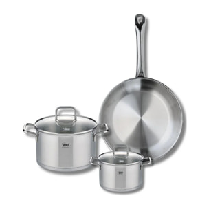Ensemble de 1 Poêle de cuisson 28 cm et 2 faitouts 14 et 20 cm Elo Profi Citrin