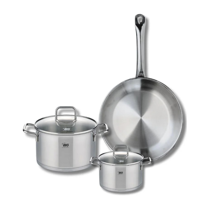 Ensemble de 1 Poêle de cuisson 28 cm et 2 faitouts 14 et 20 cm Elo Profi Citrin