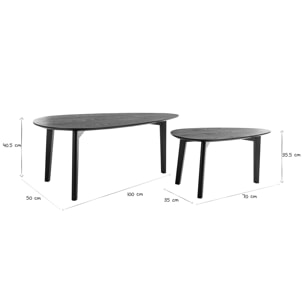 Tables basses gigognes bois noir (lot de 2) ARTIK
