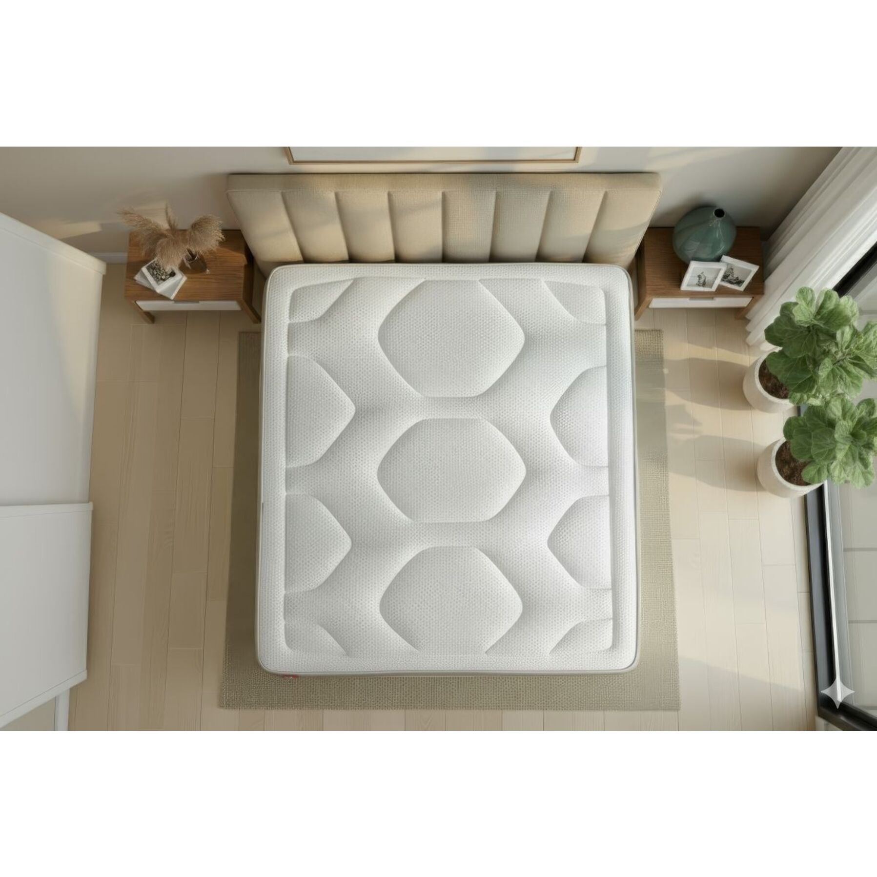 Ensemble - Matelas Mémoire de forme 30cm d'épaisseur - 7 zones de confort - Confort ferme - Sommier tapissier monobloc - 1 place