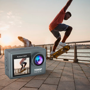 Cámara Deportiva AT-G40 1080FHD con 12 mpx, doble pantalla de 2" y 1.3" con multitud de accesorios deportivos y WIFI.