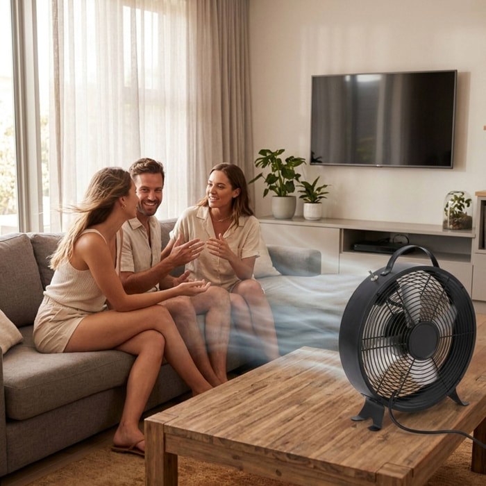 Ventilador de mesa
26cm, 25w, 2 velocidades, negro