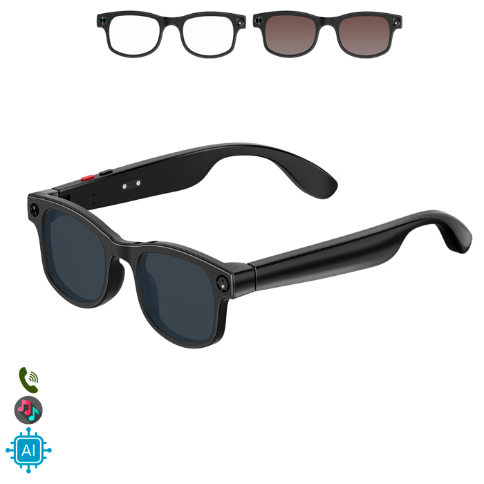 Gafas inteligentes G1 con IA y cámara. Traducción con IA, grabación de video, reproducción de música. Con 3 tipos de lentes.