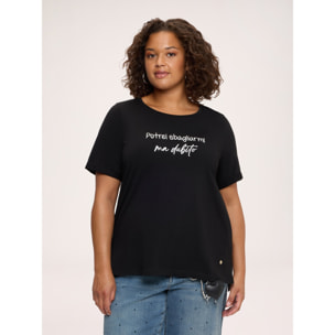 Fiorella Rubino - Camiseta de algodón con frase irónica - Negro
