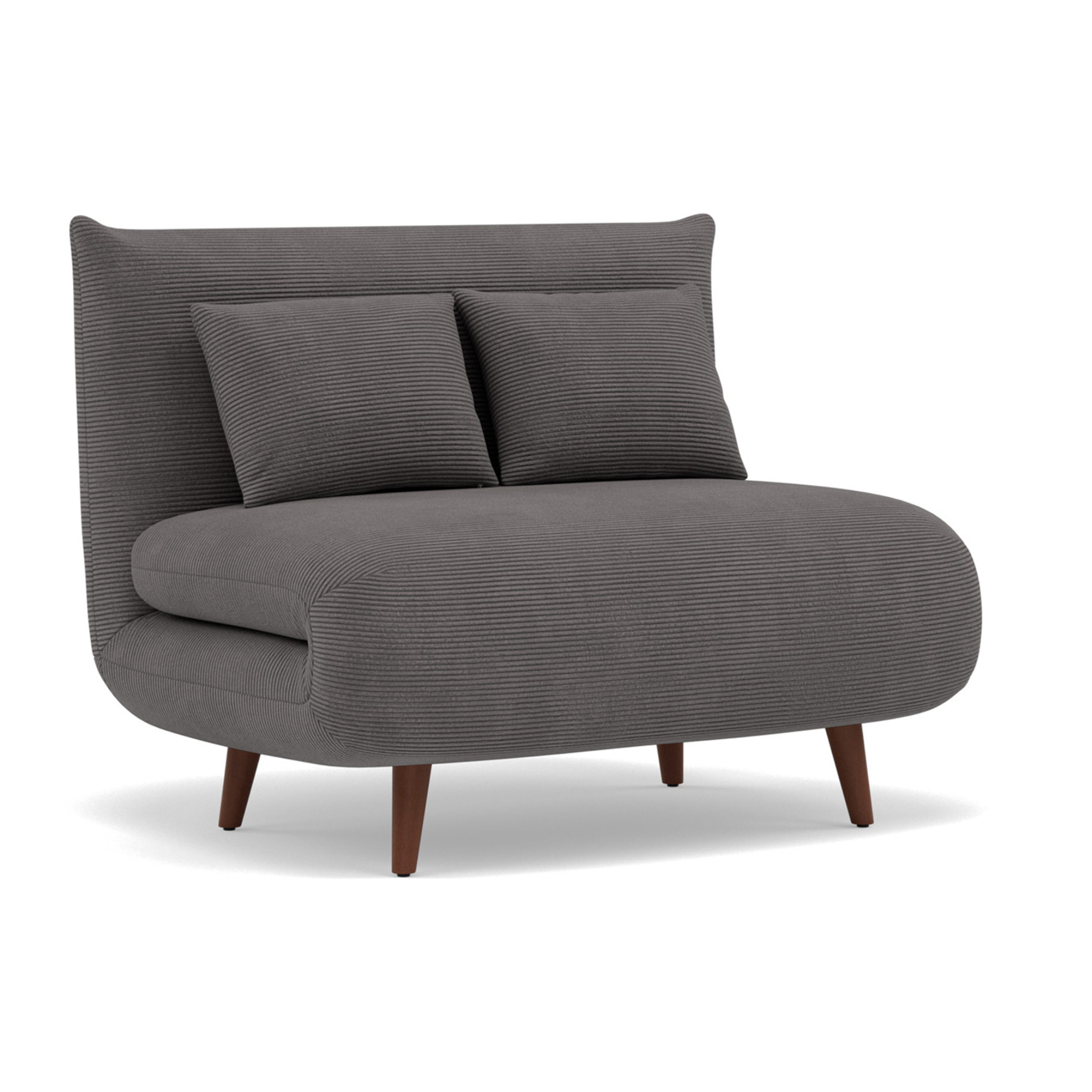 Lumi - Banquette convertible clic-clac 1 place en velours côtelé - Gris