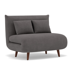 Lumi - Banquette convertible clic-clac 1 place en velours côtelé - Gris