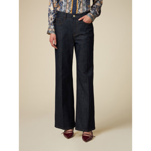 Oltre - Jeans wide leg con dettaglio fiocchi - Blu