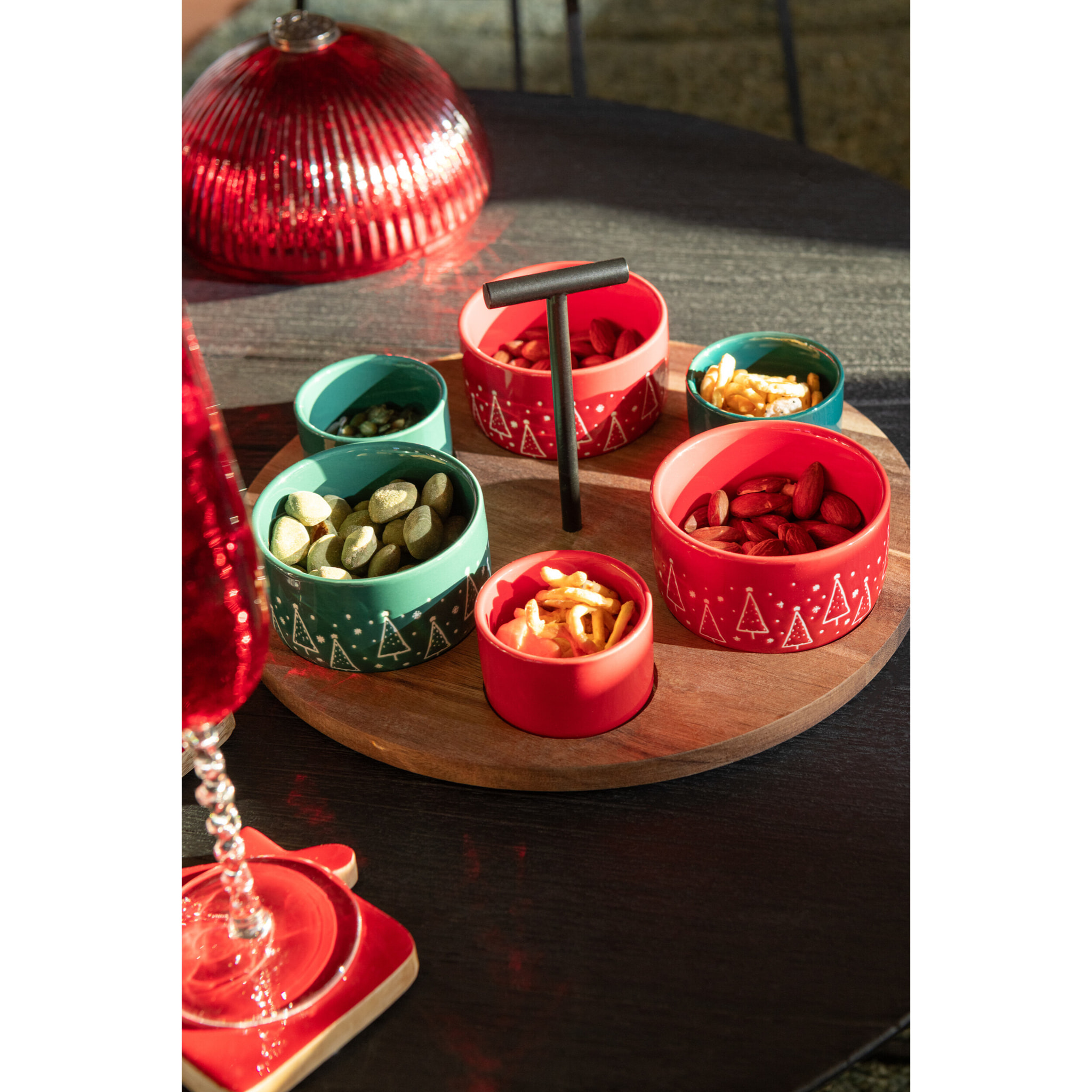 J-Line planche à tapas - bois - rouge/vert - large