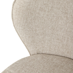 Lot de 2 chaises grand confort dossier enveloppant piètement acier noir revêtement tissu aspect lin beige