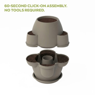 Oasi - Fioriera Da Giardino 80x80x80 Cm Con 6 Tasche Perimetrali E Sottovaso Cappuccino