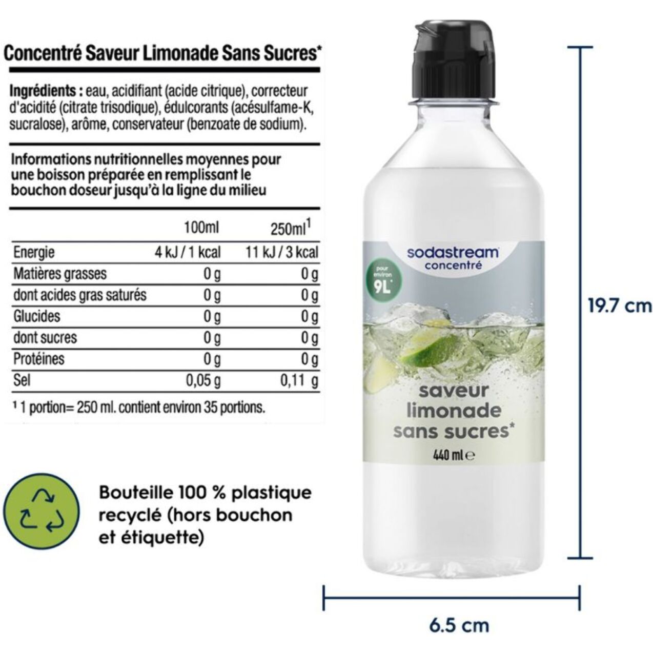 Concentré SODASTREAM LIMONADE SANS SUCRES 440ml
