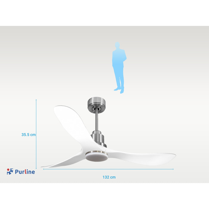 Ventilateur de plafond Réversible  Thermostat Dimmable Wifi Moteur à courant continu Toits en pente Télécommande Lumière à trois tons Hypersilence Mémoire
