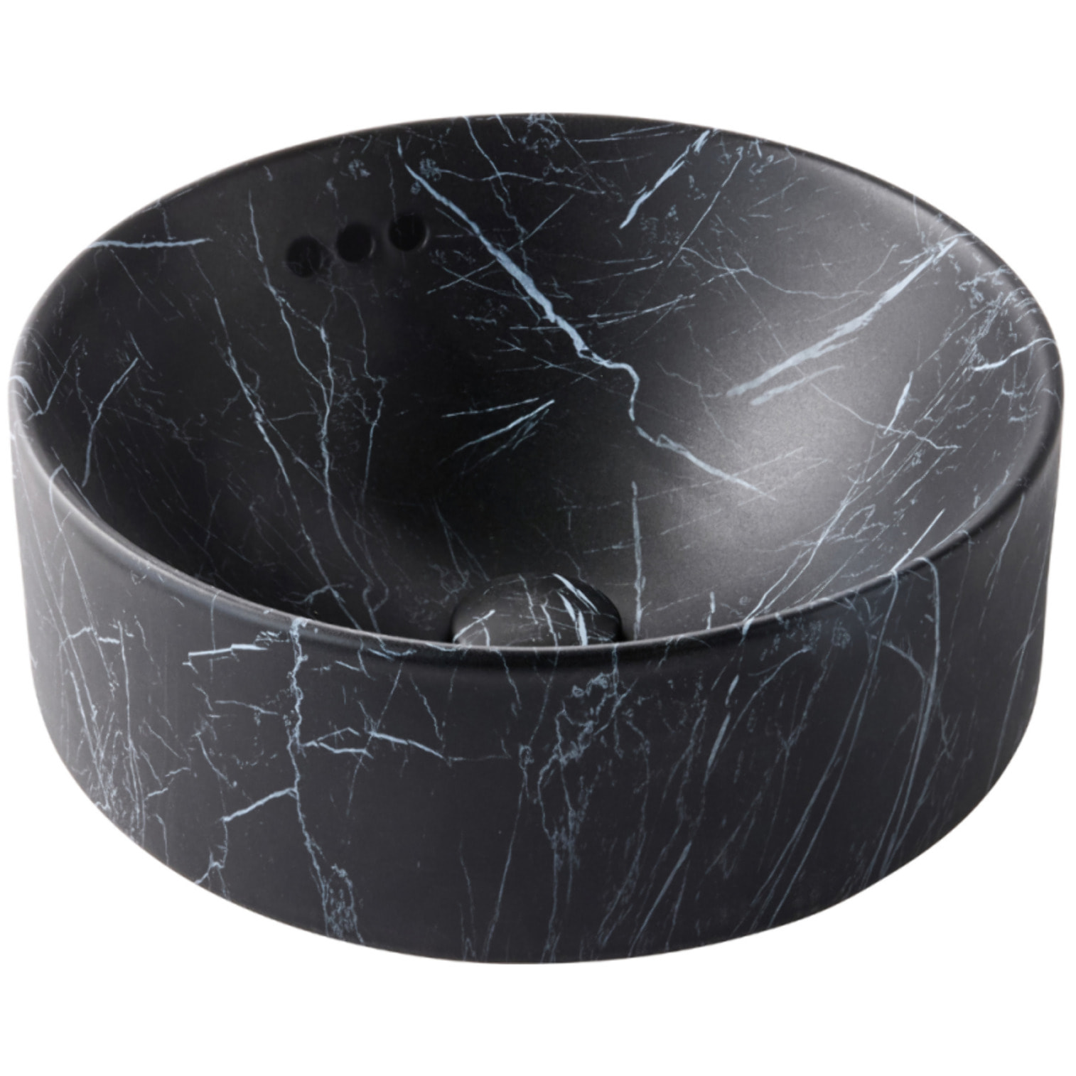 Vasque ronde à poser Vox marbre noir orage + bonde