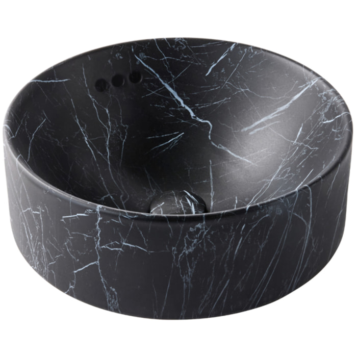 Vasque ronde à poser Vox marbre noir orage + bonde