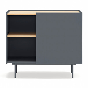 Cómoda Otto 1 puerta y 3 cajones interiores gris antracita y roble