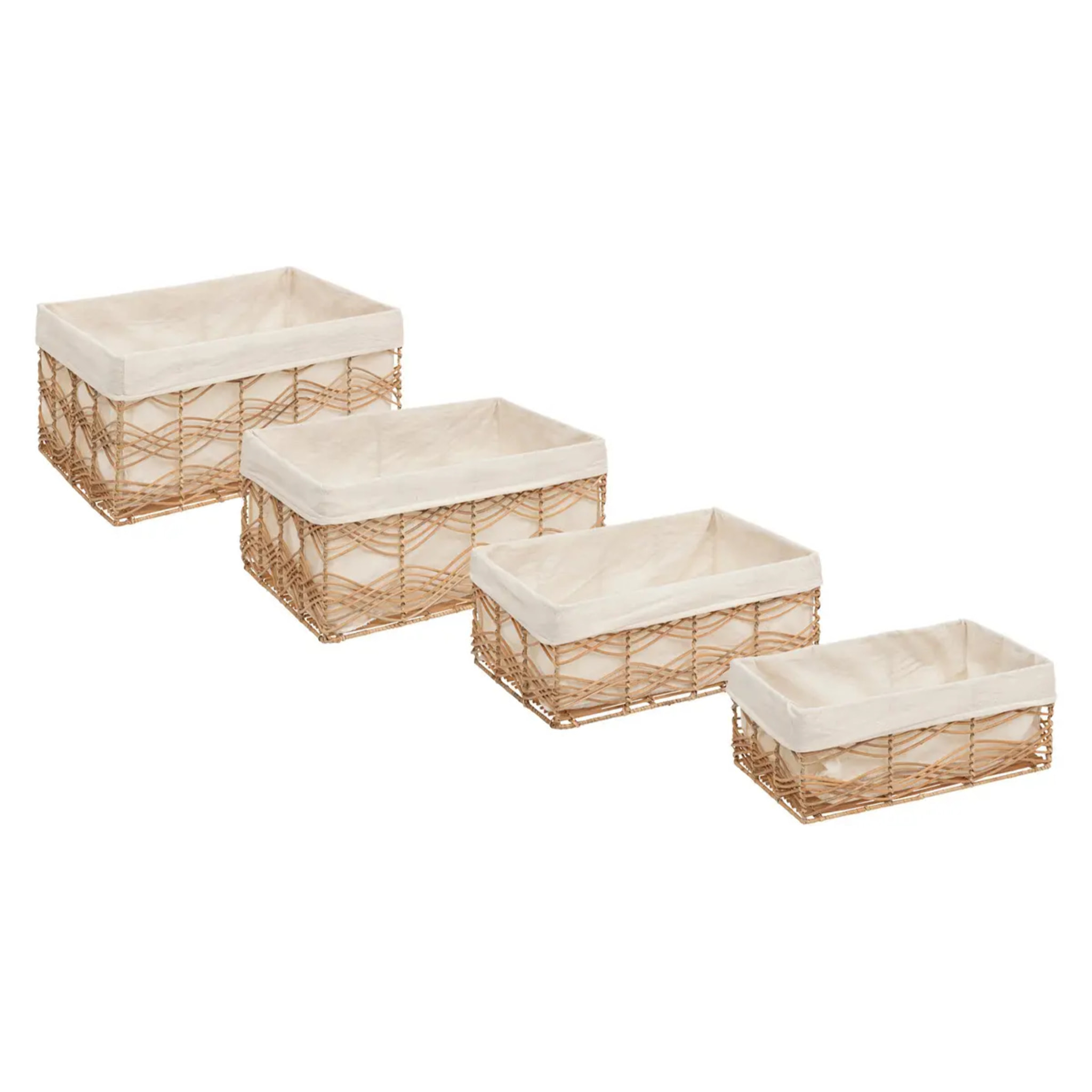 Lot de 4 cagettes en rotin "Rosy" L33 37 43 48cm beige