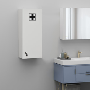 Botiquín de Pared de Primeros Auxilios, Botiquín de Medicinas de 5 Niveles con Estantes Ajustables de Vidrio, Cerradura y 2 Llaves, para Baño, Cocina, 30x20x70 cm, Blanco