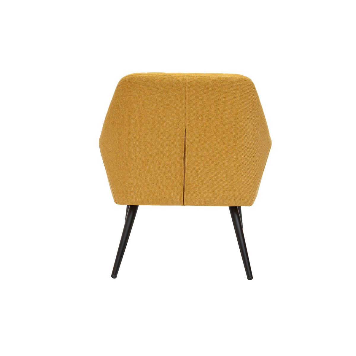 Fauteuil design en tissu effet velours texturé jaune moutarde et métal noir GASTON