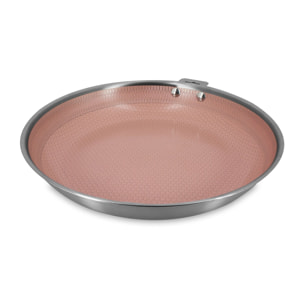 Poêle 30cm en acier inoxydable et manche amovible rose AGLAE