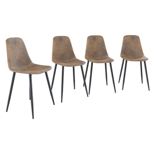 Set Di 4 Sedie In Ecopelle Per Sala Da Pranzo Ufficio Con Gambe In Metallo Stile Vintage Scandinavo Comoda Seduta Per Soggiorno Sala Riunione Marrone