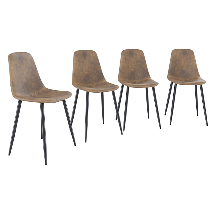 Set Di 4 Sedie In Ecopelle Per Sala Da Pranzo Ufficio Con Gambe In Metallo Stile Vintage Scandinavo Comoda Seduta Per Soggiorno Sala Riunione Marrone