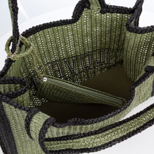 Bergamasco Bolso shopper Mujer. Fabricado en paja trenzada diseño "Love Me".