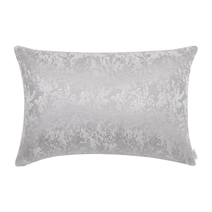 Housse de coussin imprimée en lin et  soie, LIN & SOIE, Gris Argent