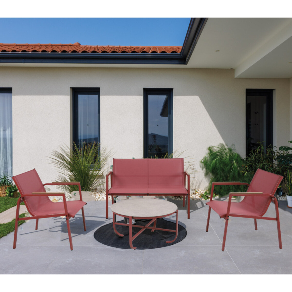 Salon de jardin - 4 places - terracotta - PERTH