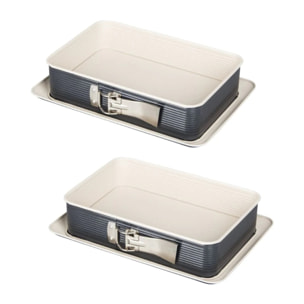 Ensemble de 2 Moules à charnière rectangulaire 28 x 18 cm crème noir Zenker Smart Pastry
