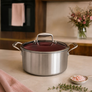 Batterie de cuisine 10 pièces en acier inoxydable lie de vin AGLAE